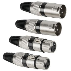 (4 Pack) 3-Pin XLR Cable Connector, Zinc Alloy Shell (2 Male & 2 Female) Solder Type Microphone Line Snake Plug Adapter, Mic Audio Socket for High Conductivity and Ultra-Low Noise