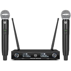 Wireless Microphone, UHF Handheld Cordless Dynamic Mic System, Clear Sound Quality, 260 ft Reception Range, for Karaoke Singing, Wedding, DJ, Party, Speech, Church, Class