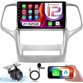 5GWiFi Car Radio for Jeep Grand Cherokee 2008-2013: [4G+32G] 9" 1280 * 800 Touch Screen Stereo Replacement Wireless Carplay Android Auto GPS Navigation Bluetooth DSP SWC FM Mirror Link Backup Camera