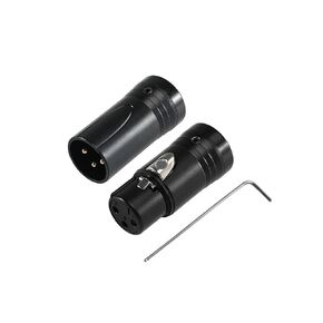 ALL4PRO DIY Low Profile Mini XLR Gold 3 Pin 90 Degree Right Angle 360 Rotateable XLR Male Female Connectors with Wrench for Microphone (RL3FG-B, 2)