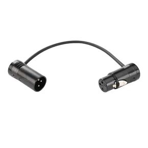 ALL4PRO 8 20 40 Inch 3 Pin Golden Plate Right Angle Mini XLR Male to Female Connector Cables Low Profile Audio Microphone (8 Inch)