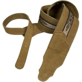 2.5" Original Suede with Suede Backing and Southwest Hitch Weave Guitar Strap
