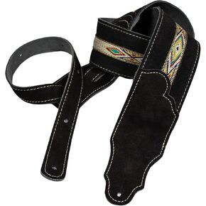 2.5" Original Suede with Suede Backing and Southwest Hitch Weave Guitar Strap
