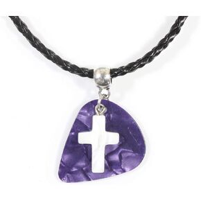 Singing for God, Guitar Pick Necklace with Mother of Pearl Cross