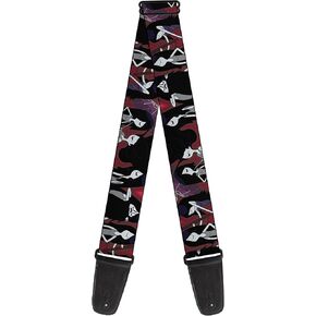 Buckle-Down Cartoon Network Guitar Strap, Adventure Time Marceline Poses Collage Reds, 2 Inches Wide