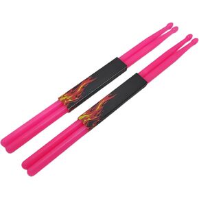 5A Nylon Night Light Drumsticks 2 Pair with ANTI-SLIP Handles for Drum Light Durable Plastic Exercise Light Up Drum Sticks Bright Luminous Glow in The Dark (Red)