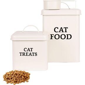 Candco Dog Food Storage Container and Treats Bin with Lid and Scoop, Metal Farmhouse Dog Food Bin, Stylish Pet Food Organizer for Kitchen Countertop and Shelf - Ideal Gift for Dog Owners