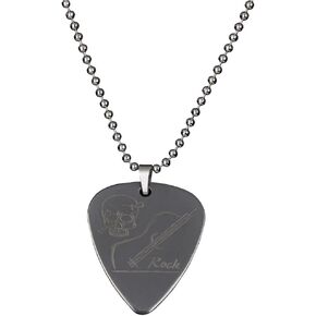 PUNK Stainless Steel Pick Necklace for Electric Bass Guitar Variety Creative Designs (4A)