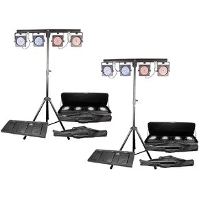 Chauvet DJ 4BAR USB DMX LED Wash Light Systems w/Tripod, Bags & Footswitch, 2 Pk