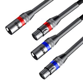 XLR Cable Microphone Cable 10 Feet 2 Pack Premium Balanced Mic Cable Pure Copper Conductors Heavy Duty Male to Female 3 Pin XLR Microphone Cable Zinc Alloy Connectors with Metal Spring
