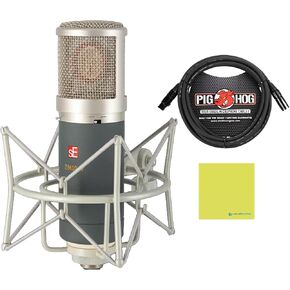 Liquid Audio sE Electronics Z5600a II Large-Diaphragm Tube Condenser Microphone Bundle w/Pig Hog PHM10 8mm Mic Cable Polishing Cloth
