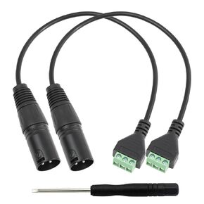 2Pcs 13Inch XLR3 Cable XLR There Pin Male to 3Pin Terminal Adapter Extension Cable with Screwdriver for Speakers, Microphone, Sound, Stage Lighting Equipment, Live Performance & Recording
