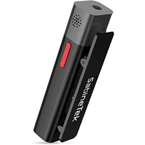SabineTek SmartMike+ - Rechargeable Wireless Bluetooth Microphone, Hands-Free w/Noise Cancellation, Compatible w/GoPro, Canon Camera, iPhone/Android - Perfect for Vlogging & Interviewing(Black)