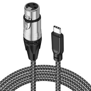 XLR Female to USB C Cable, 4FT USB Type C to XLR Microphone Cable for Audio Recording Compatible with Dynamic Microphone, iPhone 16/15/15 Plus/15 Pro Max, MacBook, Smartphone