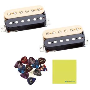 Seymour Duncan APH-2s Alnico II Pro Slash Set Humbucker Pickups Bundle Zebra/Reverse Zebra, w/ 12 Guitar Picks and Liquid Audio Polishing Cloth - 11104-08-ZRZ