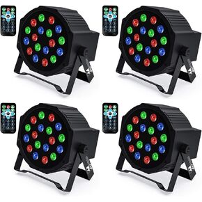Uplights 18 RGB Led UpLights, Missyee Sound Activated DMX Uplighting, LED Par Can Lights with Remote Control, DJ Uplighting Package for Wedding Birthday Home Party (4 pcs)