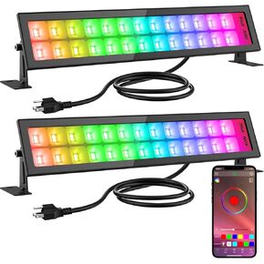 2 Pack Stage Lights DMX, 48W Stage Wash Lights, Smart APP Control RGB Light Bar with 16 Million Color Uplights for Christmas DJ Light Bar Halloween Garden Wedding Party Celebration
