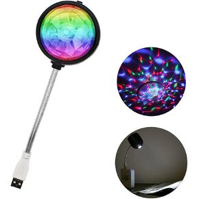 USB Mini LED Stage Light, 2 in1 Colorful Rotating Stage Light Crystal Magic Ball Party DJ Disco KTV Lamp Round and Reading Desk Lamp