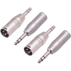 4 Pack 1/4" TRS to XLR Adapter, Balanced Quarter Inch 6.35mm Male to XLR Male Adapters
