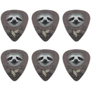 Cute Sloth Face Novelty Guitar Picks Medium Gauge - Set of 6
