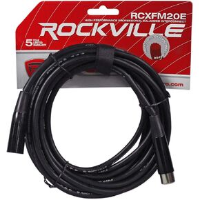 Rockville Female to Male XLR Mic Cable,100% Copper, Black, 20 Foot (RCXFM20E-B)