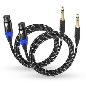 1/4" to XLR Cable,Heavy Duty Nylon Braided,Gold Plated Plug,Balanced 1/4" TRS to XLR Female Patch Cable, Quarter Inch 6.35mm to 3pin XLR Female Microphone Cable, for Speaker,Mixer-3.3ft/2Pack