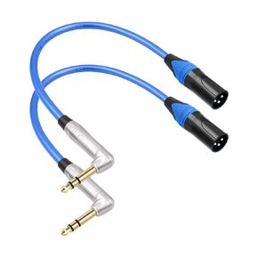 2Pack Right Angle 1/4" TRS to XLR 3Pin Male Audio Cable,Right Angle 6.35mm TS to XLR Male,6N OFC+Silver Plated HI-END Audio Cable for Micphone Mixer-1FT