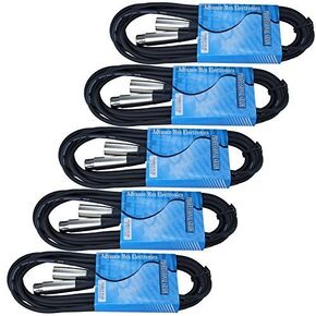 5 Pack: XLR Male to Female 3pin Microphone Lo-z Extension Cable (15ft)