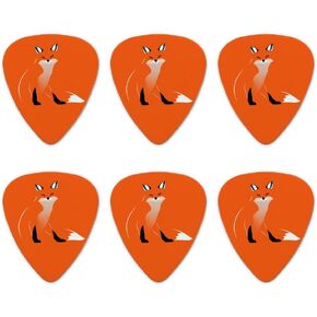 Stylish Red Foxy Fox Novelty Guitar Picks Medium Gauge - Set of 6