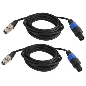 حزمة 10 أقدام مكونة من 2 كابلات مكبر الصوت إلى كابلات XLR - قطعتان 3 أقطاب كابل XLR أنثى إلى كابل ذكر - 3 دبابيس من الميكروفون إلى مكبر الصوت PA DJ سلك صوت مع قفل ملتوي (10 أقدام، عبوتان)