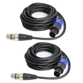 10 Feet Pack of 2 Speakon to XLR Cables - 2PCS 3 Pole XLR Female to SpeakOn Male Cable - 3 Pin Microphone to Loudspeaker PA DJ Audio Wire with Twist Lock (10FT, 2 Packs)