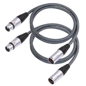 2 Pack 5FT 5Pin XLR Male to Female DMX512 Cable,DMX-512 XLR 5 Pin Male to XLR 5 Pin Female DMX Lighting Cable