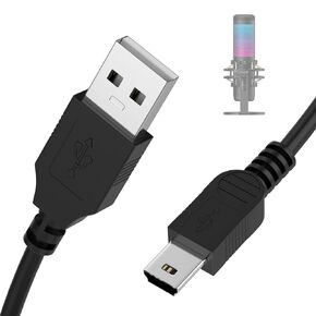 Mini USB Data Sync Charger Cable Cord Compatible with HyperX QuadCast USB Condenser Gaming Microphone, Blue Yeti Pro, Blue Snowball iCE USB Mic 5Ft