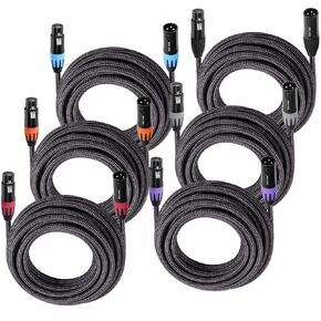 SMALL-EYE XLR Cables 6 ft 6 Pack, Balanced XLR Microphone Patch Cables Braided Male to Female for Mic 22 AWG (OFC)