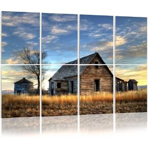 Art Acoustic Panels Old Idaho Farm House 8 Pack Decorative Sound Absorbing Wall Panel Noise Canceling Soundproof Padding for Home & Office, 48"x32"