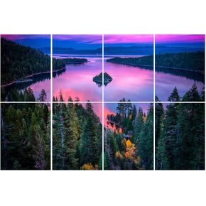 8 Pack Art Acoustic Panels Lake Tahoe Self-Adhesive Sound Absorbing & Soundproof Wall Panels Acoustic Treatment for Studio Home 32x49in
