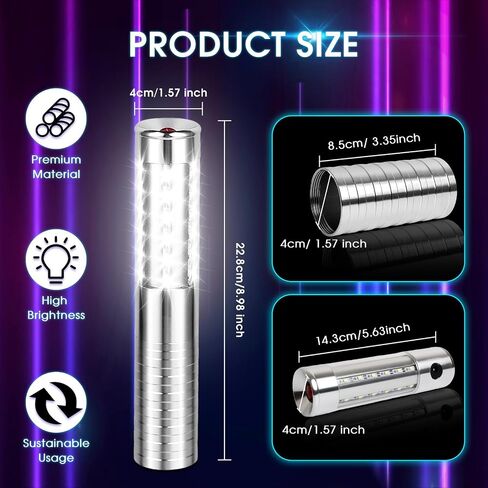 6 قطع LED ستروب باتون ضوء المرحلة المحمولة ضوء زجاجة الشمبانيا زجاجة بريق زجاجة خدمة ضوء زجاجة محمولة ضوء علوي لشريط ملهى ليلي حفلة موسيقية الحدث في الهواء الطلق (فضي، ضوء أبيض) in Saudi Arabia