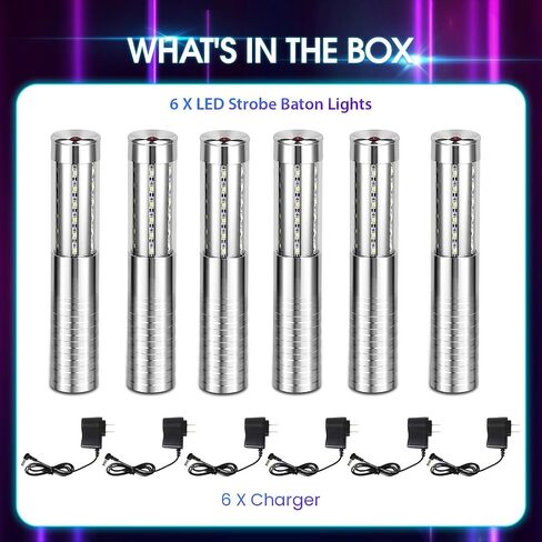 6 قطع LED ستروب باتون ضوء المرحلة المحمولة ضوء زجاجة الشمبانيا زجاجة بريق زجاجة خدمة ضوء زجاجة محمولة ضوء علوي لشريط ملهى ليلي حفلة موسيقية الحدث في الهواء الطلق (فضي، ضوء أبيض) in Saudi Arabia
