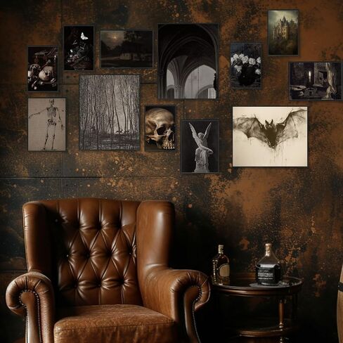 KINYEYE 12PCS Dark Academia Nature Eclectic Posters, Nature Froest Raven Skull Goth Home Wall Art Prints for Home Decor | Unframed in Kuwait