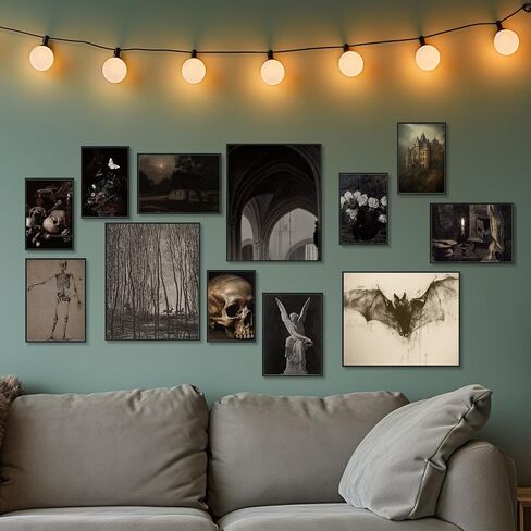 KINYEYE 12PCS Dark Academia Nature Eclectic Posters, Nature Froest Raven Skull Goth Home Wall Art Prints for Home Decor | Unframed in Kuwait