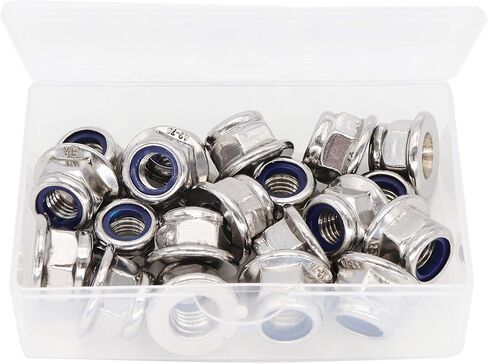 binifiMux 50pcs M4 x 0.7mm Flanged Nylon Inserted Lock Nuts 304 Stainless Steel in Kuwait