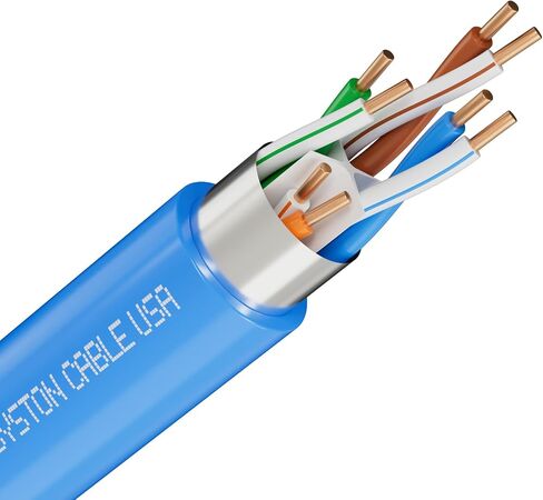 Cat6(e) Shielded Ethernet Cable 23AWG Solid Bare Copper Bulk Raw 600MHz Outdoor/Indoor Heat Resistant Plenum Rated CMP, Black No Ends 1 Ft to 1000 Ft Available (100 FT, Bulk, White) in Saudi Arabia