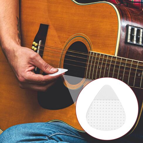 32Pcs Guitar Picks Grips White Thin Silicone Soft Grips Self-Adhesive Anti-slip Guitar Pick Accessories Reusable Helpful Holding the Guitar Picks Tightly for Guitar Lovers, Musician, Concert in Saudi Arabia