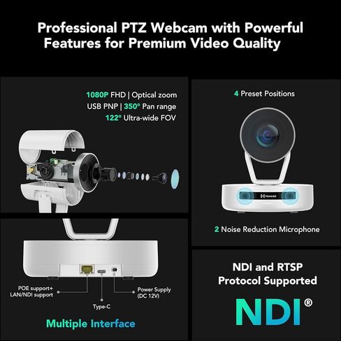 مكبر صوت وميكروفون للمؤتمرات NUROMUM A35، إلغاء الضوضاء الذي يعمل بالذكاء الاصطناعي، التقاط صوت 32 كيلو هرتز بطول 13 قدم، سلسلة ديزي لما يصل إلى 20 شخصًا، مكبر صوت بلوتوث/USB متوافق مع Zoom/Teams/Google Meet in Saudi Arabia