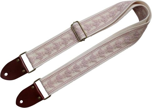 MUSIC FIRST Original Design, 2 inch width (5cm), Rose Grey Lace Electric Guitar Strap Bass Strap With Genuine Leather Strap End (The Leather Made In Italy) (Rose Grey Lace) in Saudi Arabia