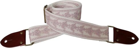 MUSIC FIRST Original Design, 2 inch width (5cm), Rose Grey Lace Electric Guitar Strap Bass Strap With Genuine Leather Strap End (The Leather Made In Italy) (Rose Grey Lace) in Saudi Arabia