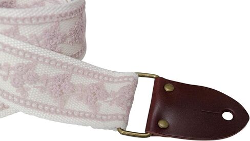 MUSIC FIRST Original Design, 2 inch width (5cm), Rose Grey Lace Electric Guitar Strap Bass Strap With Genuine Leather Strap End (The Leather Made In Italy) (Rose Grey Lace) in Saudi Arabia
