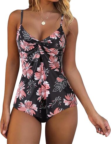 RXRXCOCO Womens Tankini Push Up Tummy Control Swimsuit Knot Front Bathing Suit in Kuwait