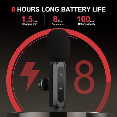 ميكروفون Lavalier لاسلكي لأجهزة iPhone وiPad وAndroid - ناقل حركة 100 قدم، ميكروفون عالي الحساسية متعدد الاتجاهات 360 درجة للمقابلة، وبودكاست الفيديو، ومدونة الفيديو، ويوتيوب، وتيك توك in Kuwait