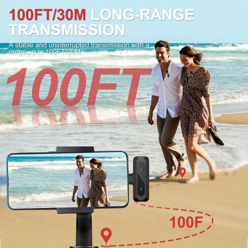 ميكروفون Lavalier لاسلكي لأجهزة iPhone وiPad وAndroid - ناقل حركة 100 قدم، ميكروفون عالي الحساسية متعدد الاتجاهات 360 درجة للمقابلة، وبودكاست الفيديو، ومدونة الفيديو، ويوتيوب، وتيك توك in Kuwait